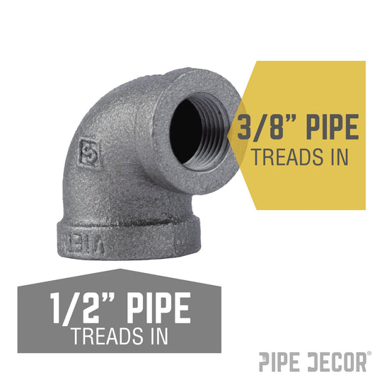 1/2 in. x 3/8 in. Black Reducing Elbow