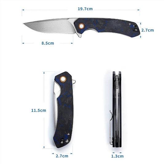 Ranger D2 Steel EDC Pocket Knife with G10 Handle & Leather Case