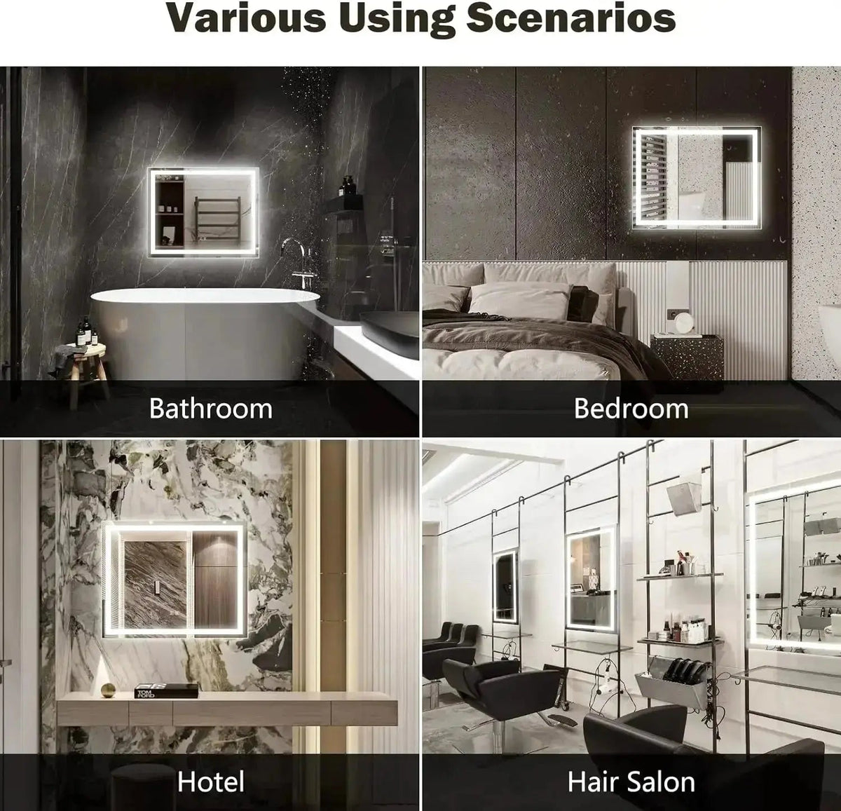 36 x 24 Inch Center Glow LED Bathroom Mirror