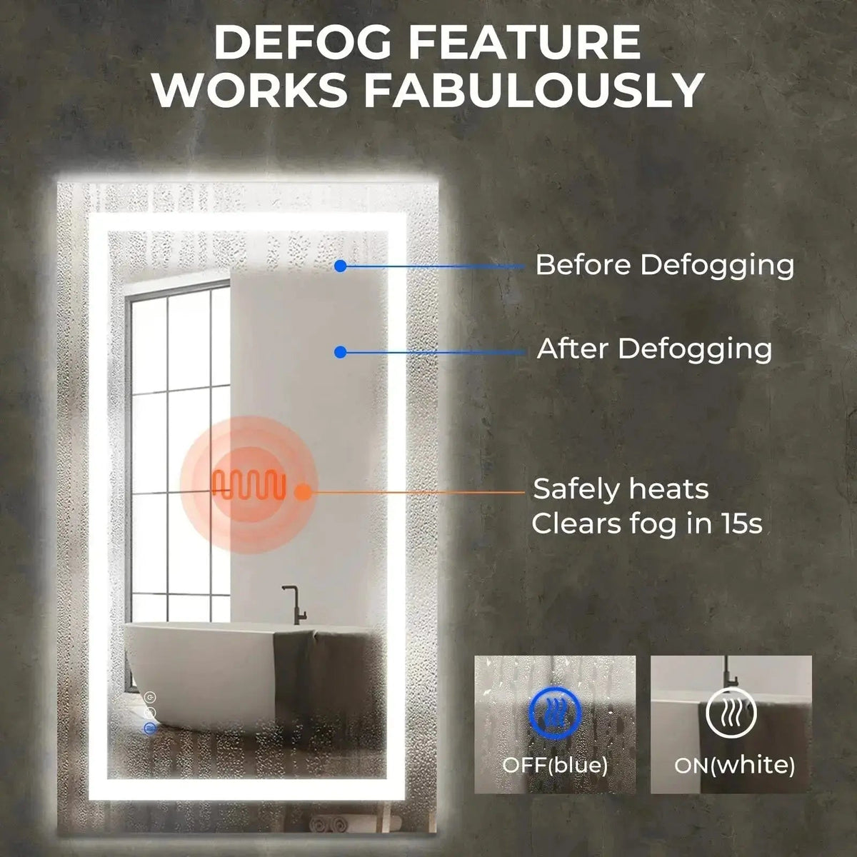 24 x 32 Inch Center Glow LED Bathroom Mirror