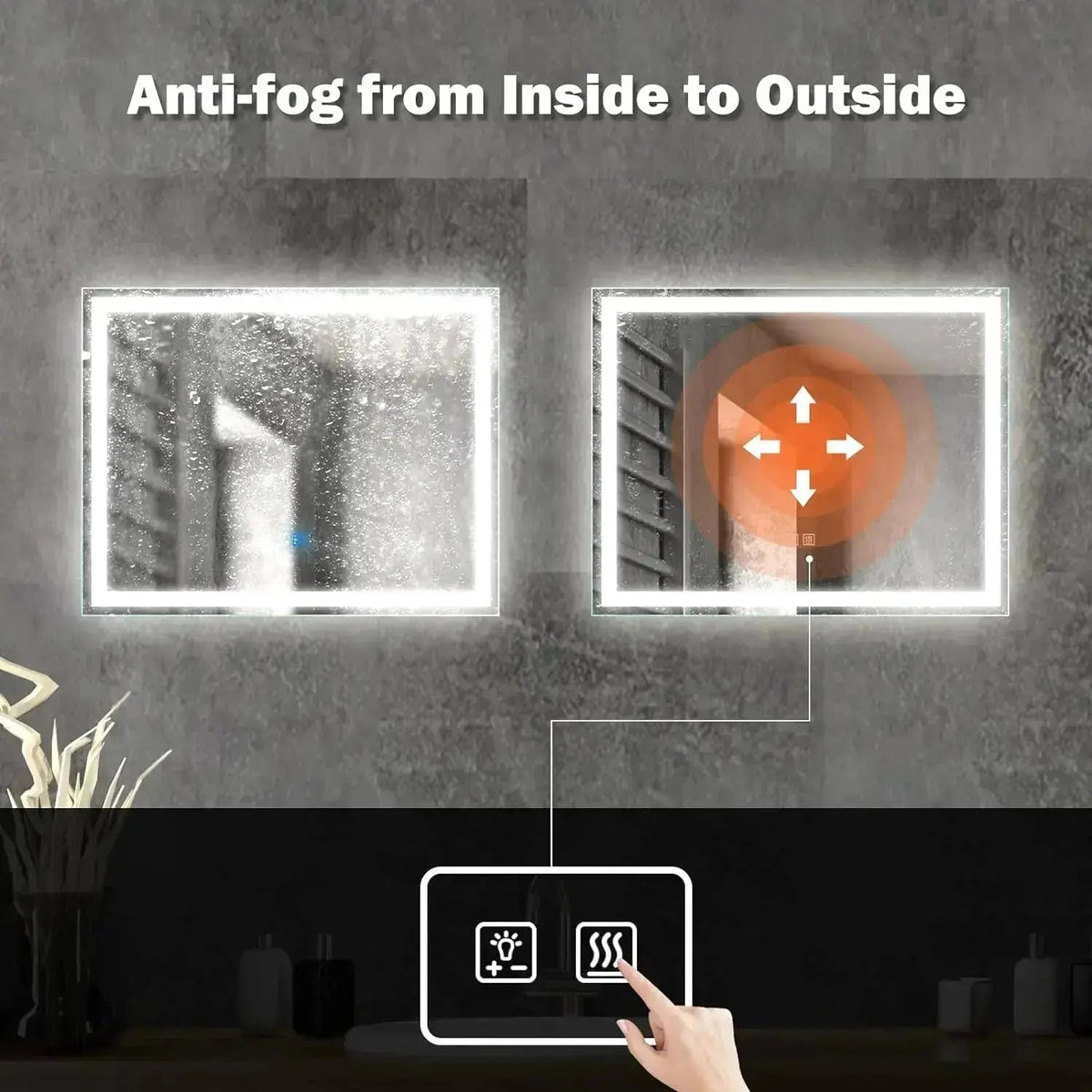 36 x 24 Inch Center Glow LED Bathroom Mirror