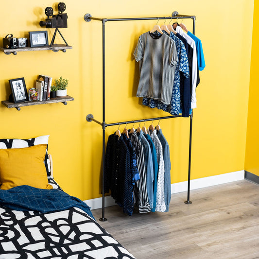 Wall Mounted Double Hung Clothing Rack