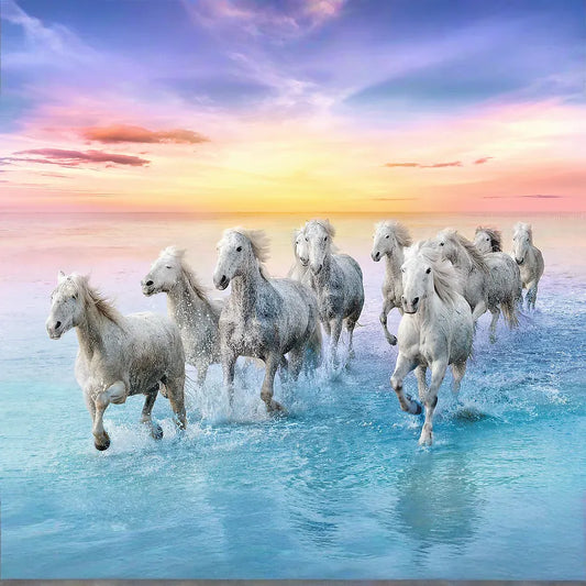 500 Piece Jigsaw Puzzles, Galloping White Horses, Animal Puzzles, Sunset Ocean Puzzle, Adult Puzzles, Trefl 37289