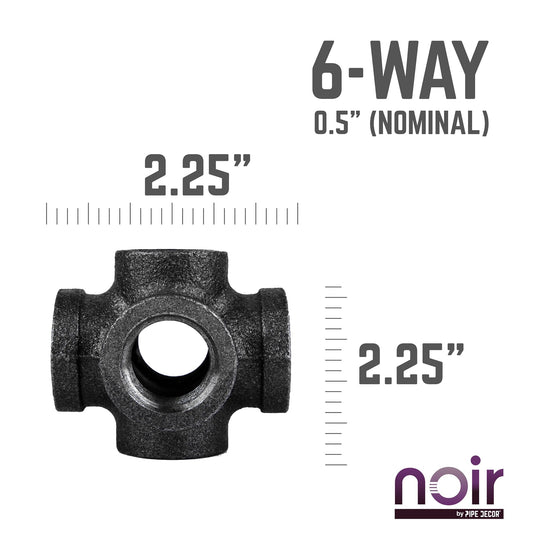 1/2 in. Prefinished Matte Black 6-Way Fitting