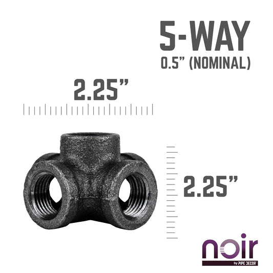 1/2 in. Prefinished Matte Black 5-Way Fitting