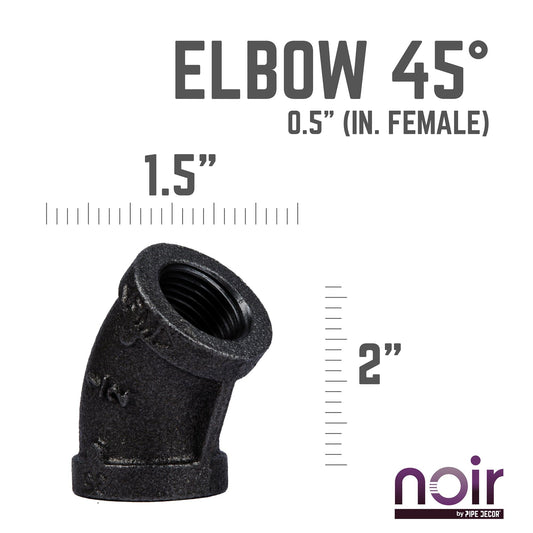 1/2 in. Prefinished Matte Black 45-Degree Elbow