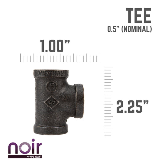 1/2 in. Prefinished Matte Black Tee