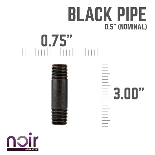 1/2 in. x 3 in. Prefinished Matte Black Pipe