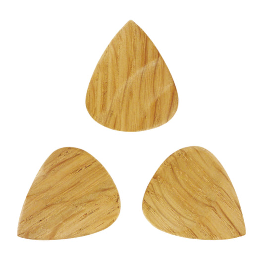 Oak Wood Guitar Or Bass Pick - 3.0 mm Ultra Heavy Gauge - 351 Groove Shape - Natural Finish Handmade Specialty Exotic Plectrum