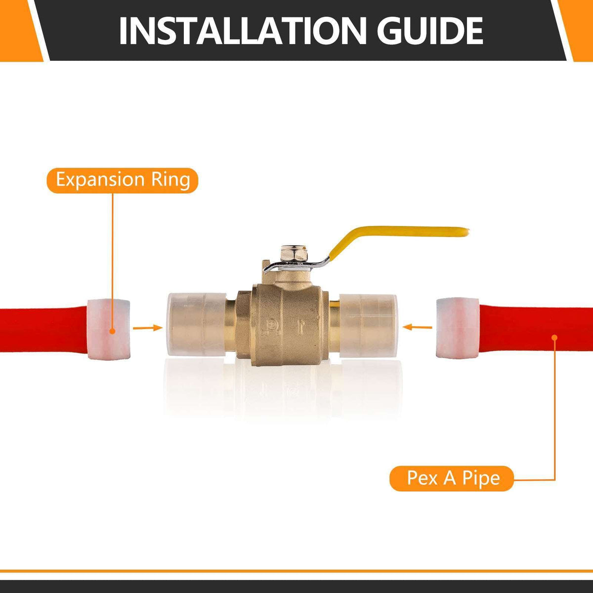1" PEX Expansion Ball Valve, Yellow (Lead Free)