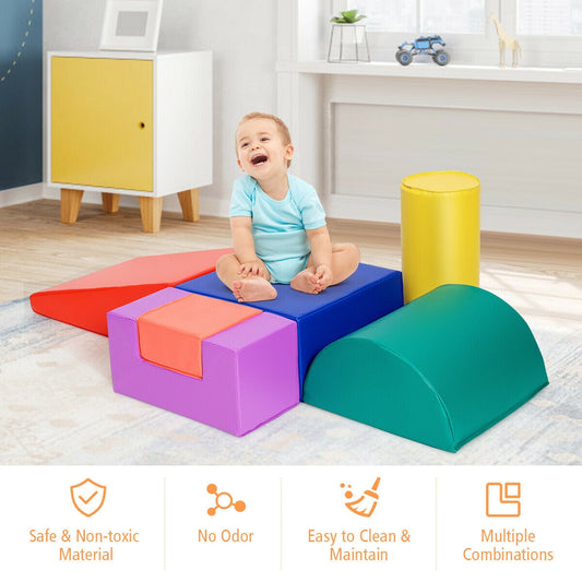 6 Piece Climb Crawl Play Set Indoor Kids Toddler -Red