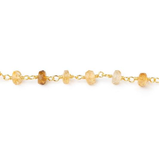4-4.5mm Shaded Citrine Faceted Rondelle on Vermeil Chain