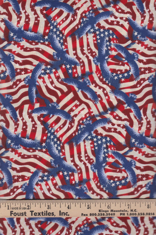 Foust Textiles Made In The USA Red White and Blue Stars and Stripes Eagles Patriotic