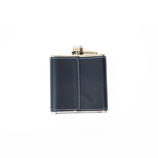Colorado 7oz Black Leather Leak Proof Stainless Steel Hip Flask Embossed