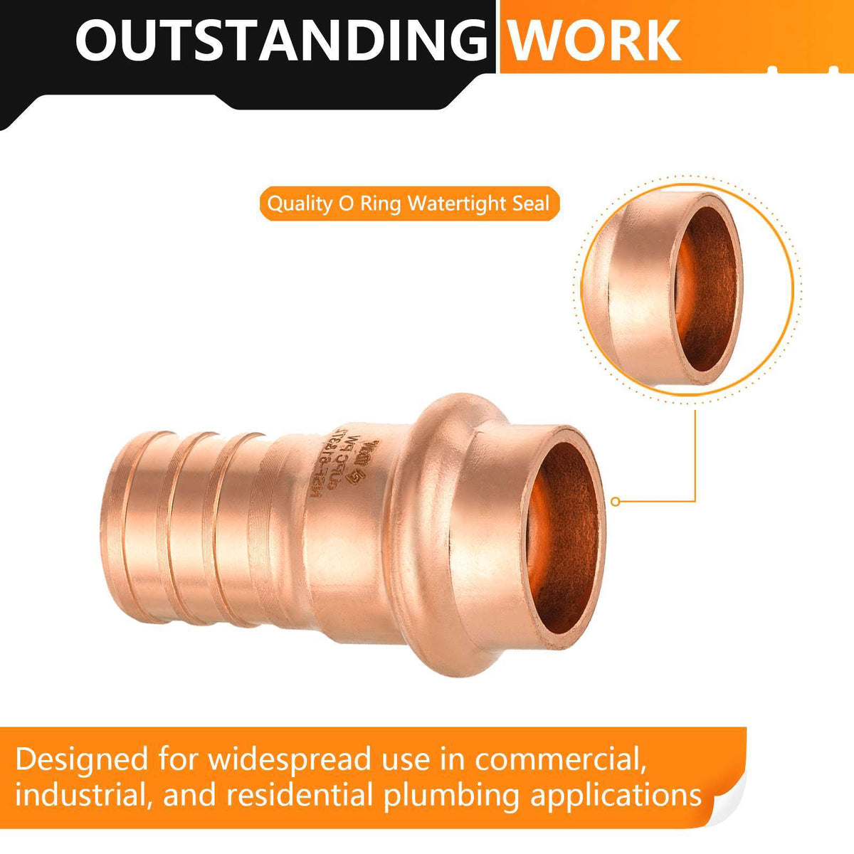 1/2" Press Copper x 3/4" PEX Crimp Adapter (Lead Free)