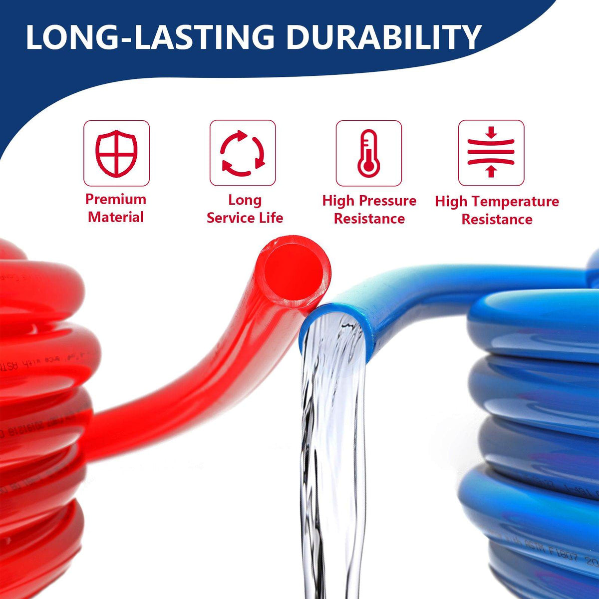 1/2" 200ft, 100ft x 2, PEX-B Pipe, Red & Blue & Cutter