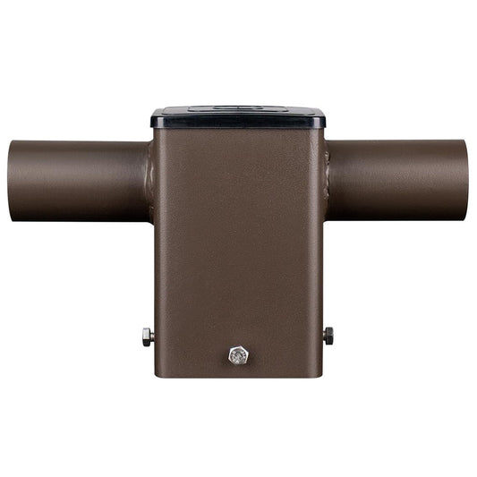 Twin 180° Horizontal Tenon Adapter for 4 inch Square Light Pole, Steel Mounting Bracket Accessories for Outdoor LED Shoebox Parking Lot Lighting
