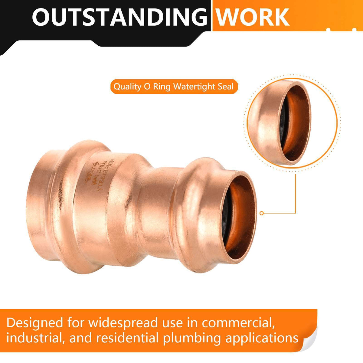 1" x 3/4" Copper Press x Press Coupling NO Stop (Lead Free)