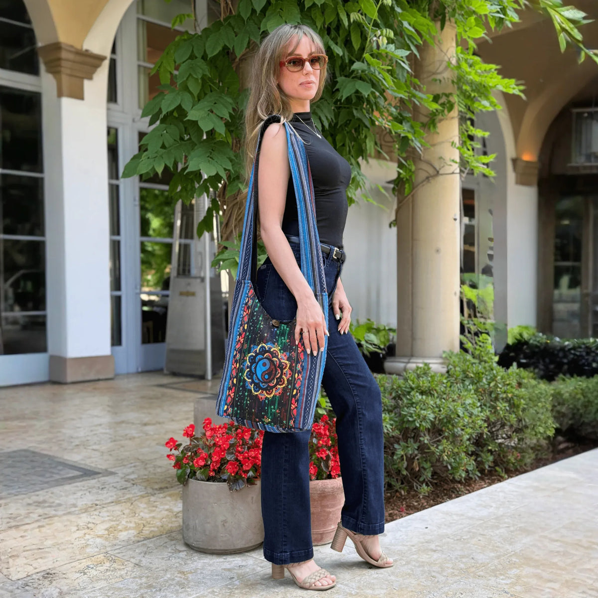 Kathmandu Collection Yin Yang Print Hobo Bag