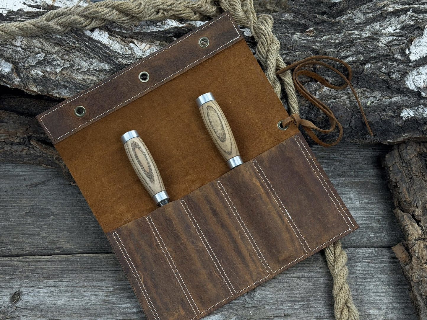 5 Pocket Leather Chisel Roll