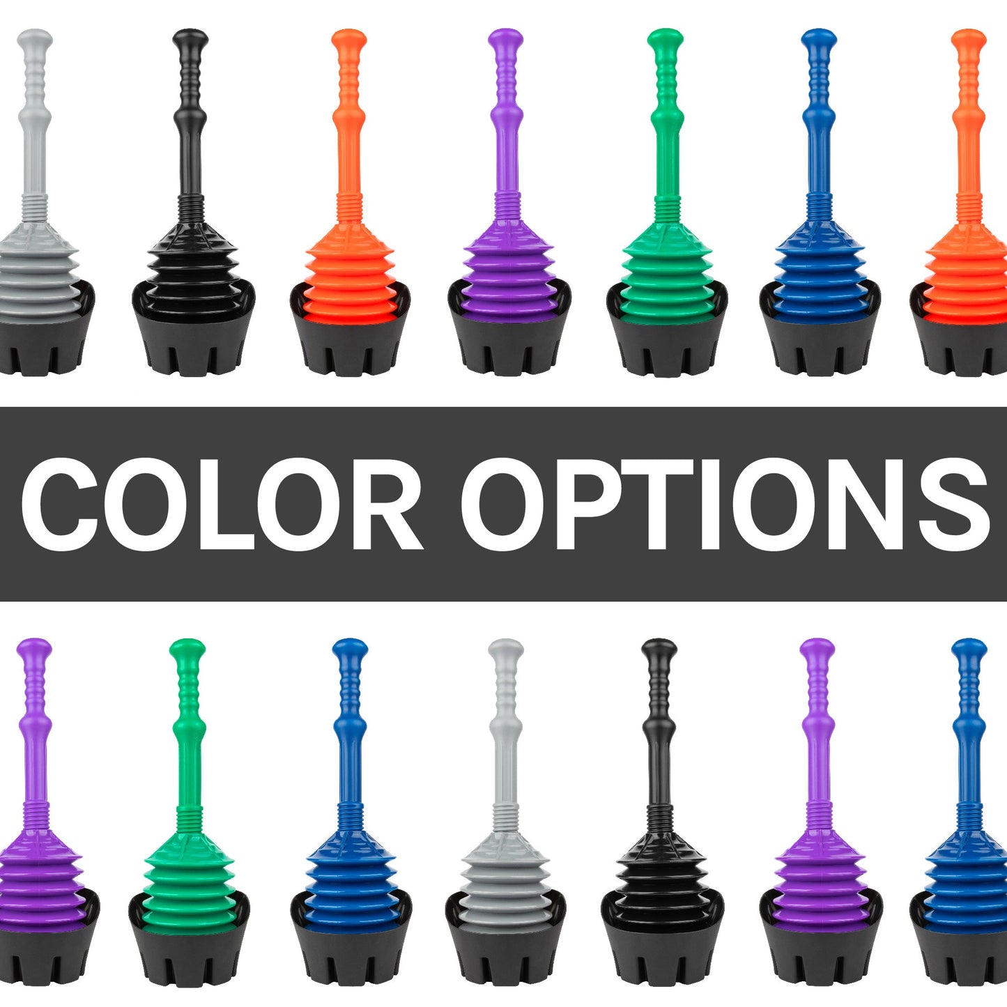 Antimicrobial Bellows Accordion Toilet Plunger with Black Storage Tray (Black)