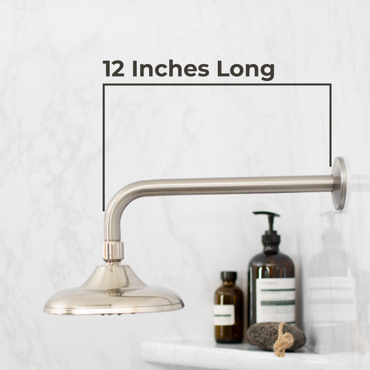 12 in. L-Shaped Shower Head Extension Arm (Brushed Nickel Finish)
