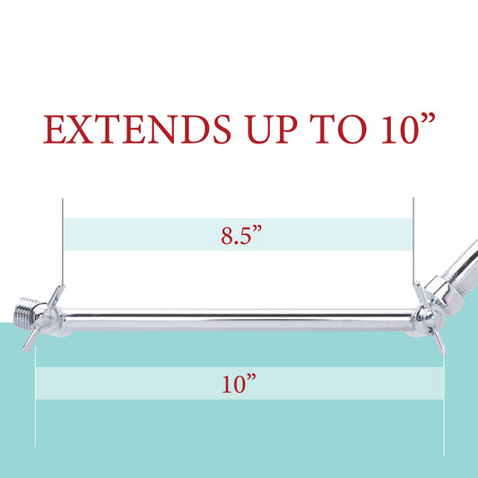 10 in. Solid Brass Shower Head Extension Arm (Chrome Finish)