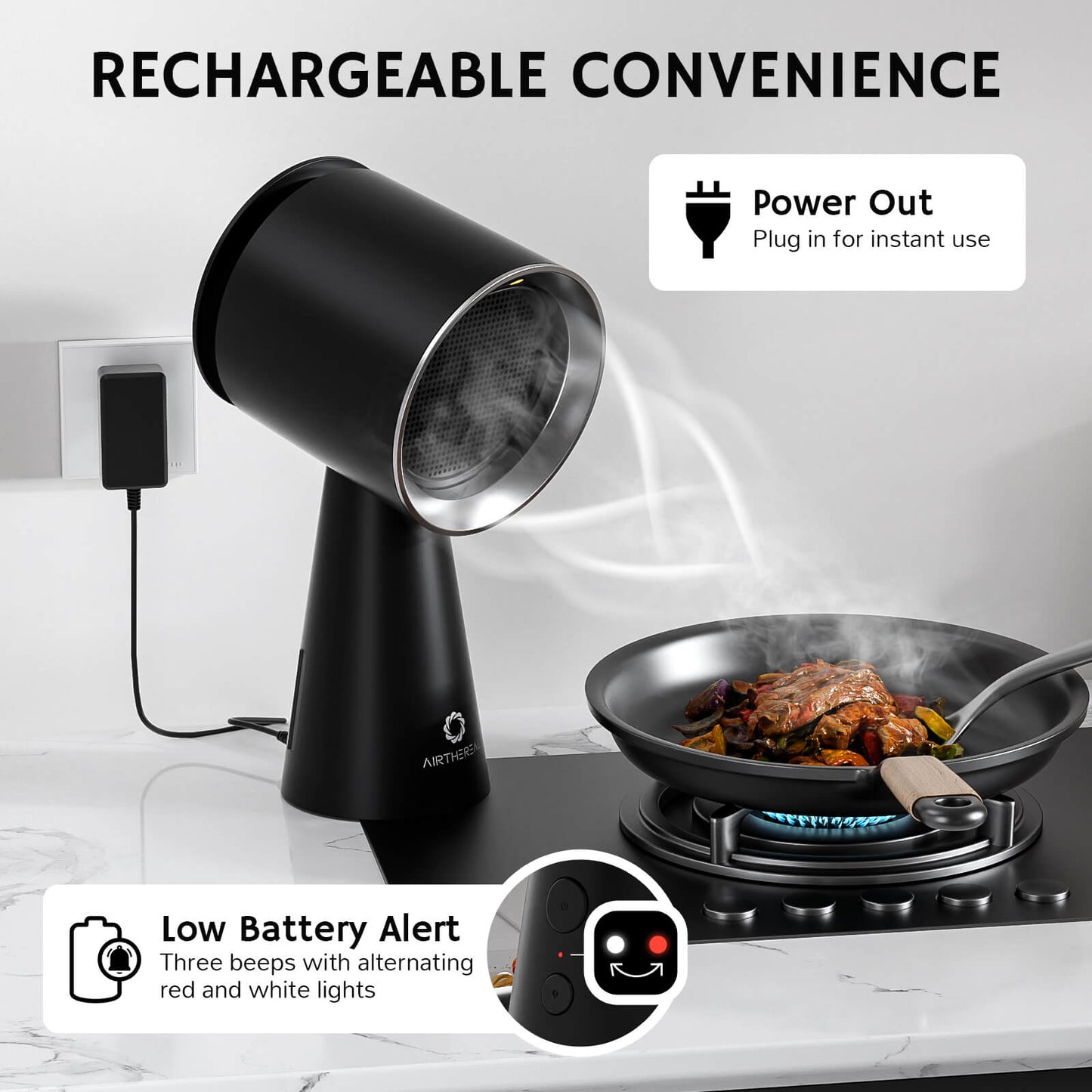 RH180 Portable Desktop Range Hood, Cordless or Plug-In Options - European version