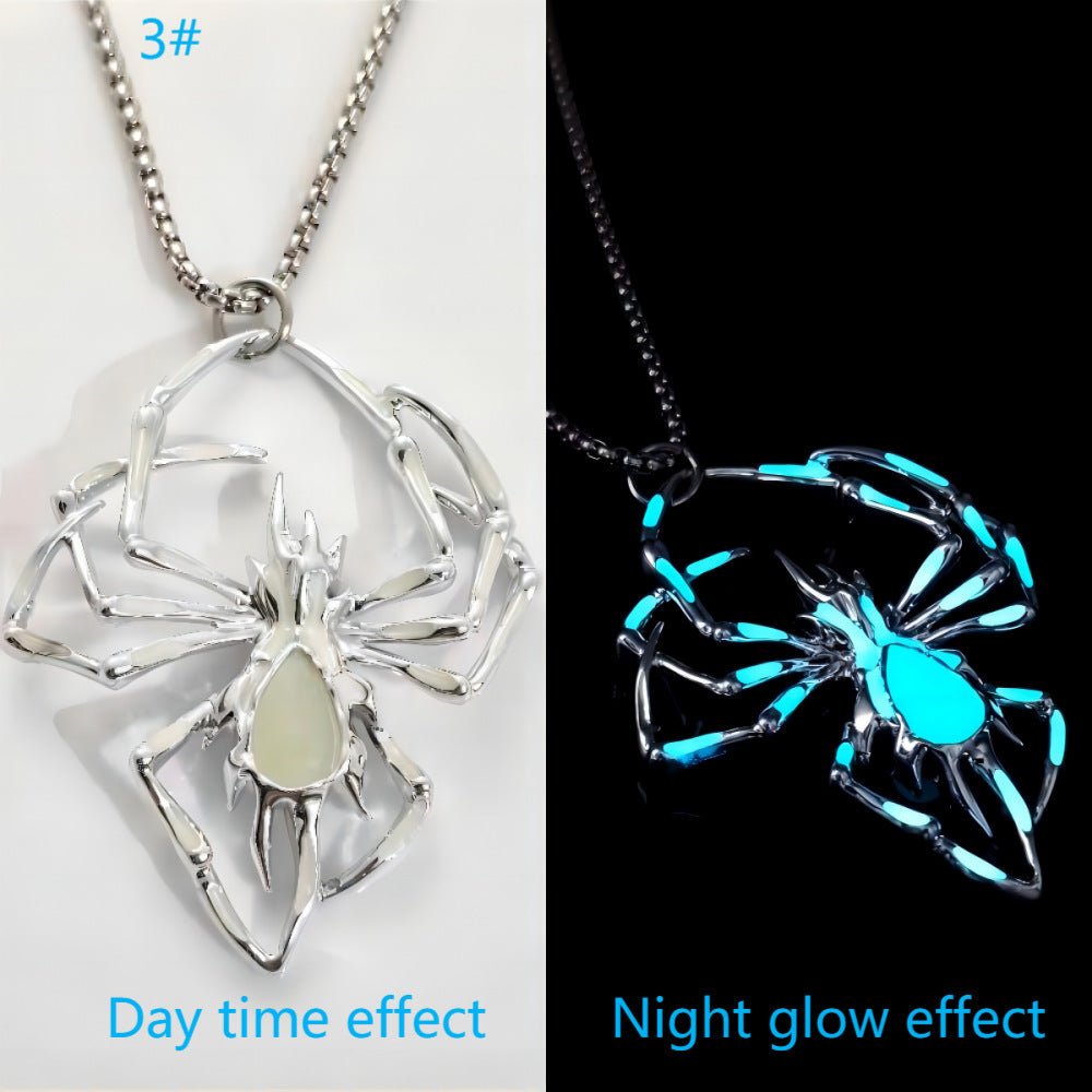 Halloween Glow-in-the-Dark Luminous Spider Necklace – Vintage Fluorescent Jewelry for Men & Women