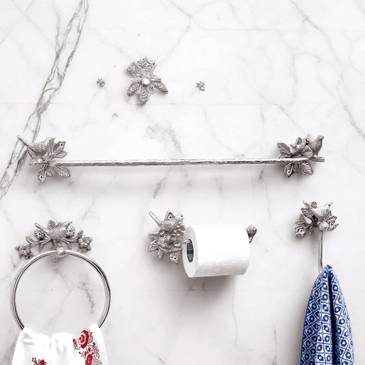 Brass Bird Towel Ring - Chrome Finish