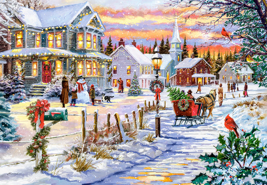 1000 Piece Jigsaw Puzzle, Christmas Tree is Coming, Winter scene, Vintage puzzles, Adult Puzzle, Castorland C-105274-2