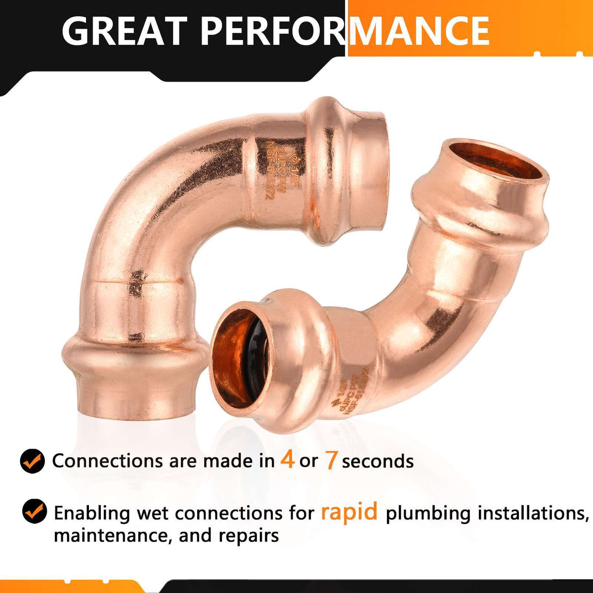 1/2" Press Copper 90° Elbow (Lead Free)