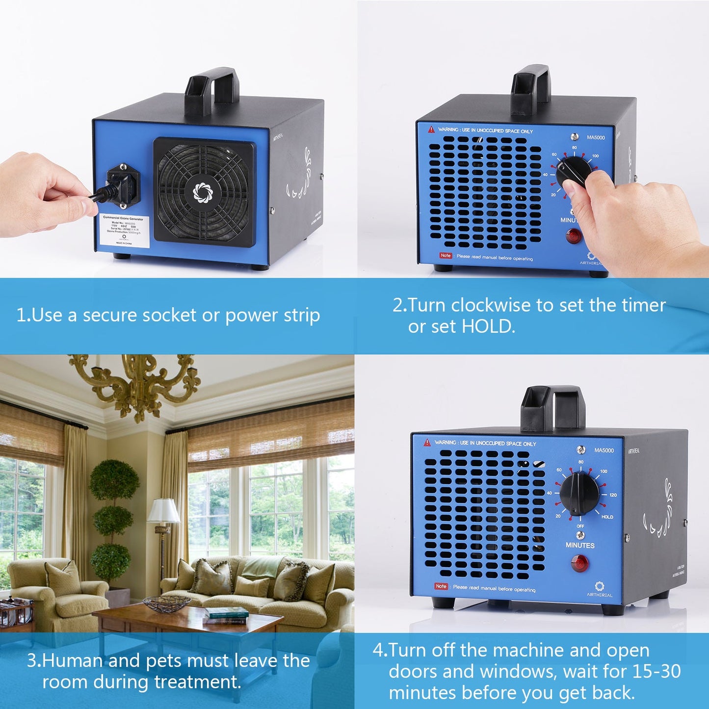 MA5000 Ozone Generator, Replaceable or Built-in Ozone Plate Option