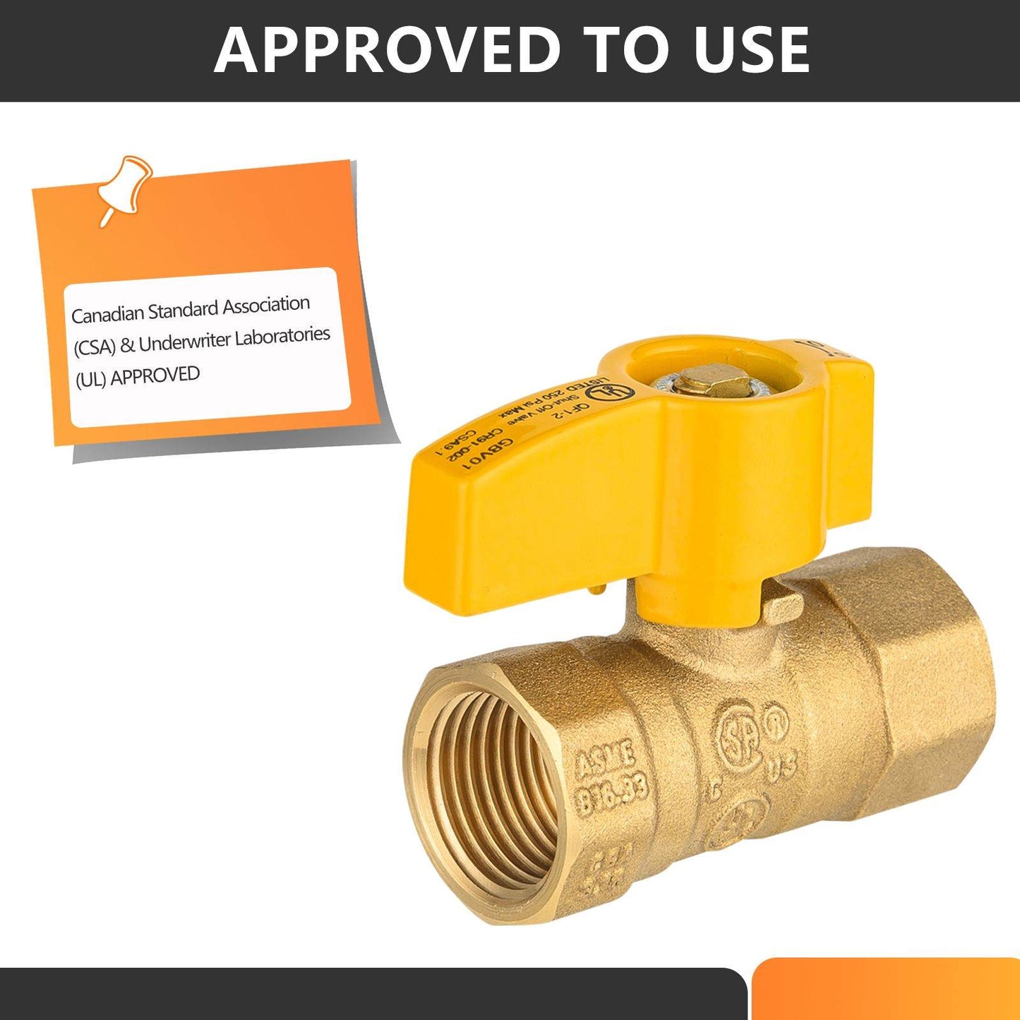 1/2" FNPT Gas Valve, Yellow