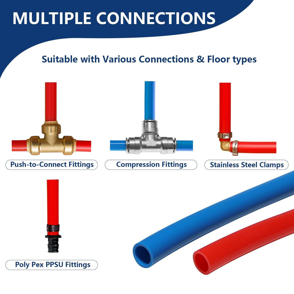 1/2" 200ft, 100ft x 2, PEX-B Pipe, Red & Blue & Cutter