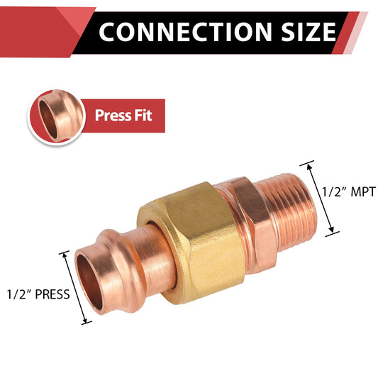 1/2" Press Copper Union x Male (Lead Free)