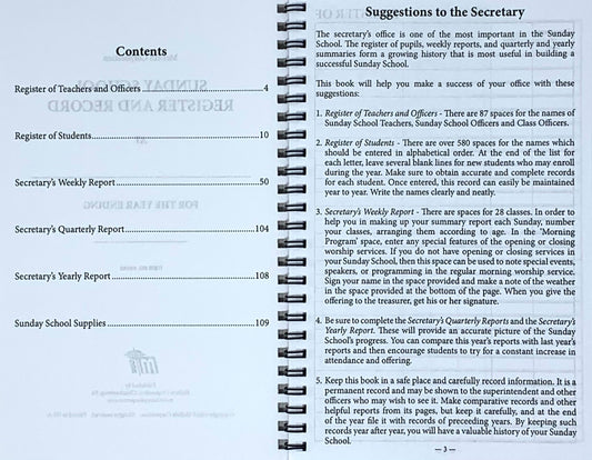 60165 SUNDAY SCHOOL REGISTER AND RECORD