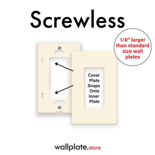 4 Gang Almond Screwless Rocker Switch Wall Plate