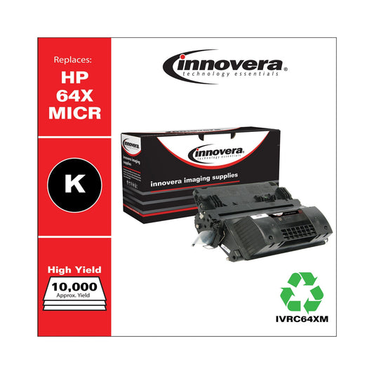 Innovera Remanufactured Black High-Yield MICR Toner, Replacement for 64XM (CC364XM), 24,000 Page-Yield