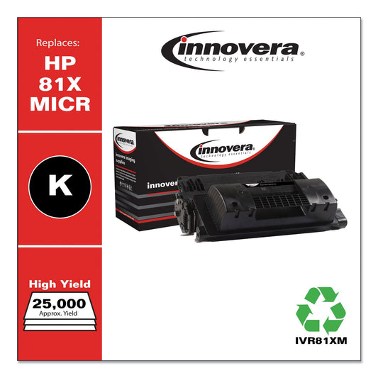 Innovera Remanufactured Black High-Yield MICR Toner, Replacement for 81XM (CF281XM), 25,000 Page-Yield