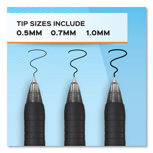Paper Mate Profile Gel Pen, Retractable, Fine 0.5 mm, Black Ink, Translucent Black Barrel, Dozen