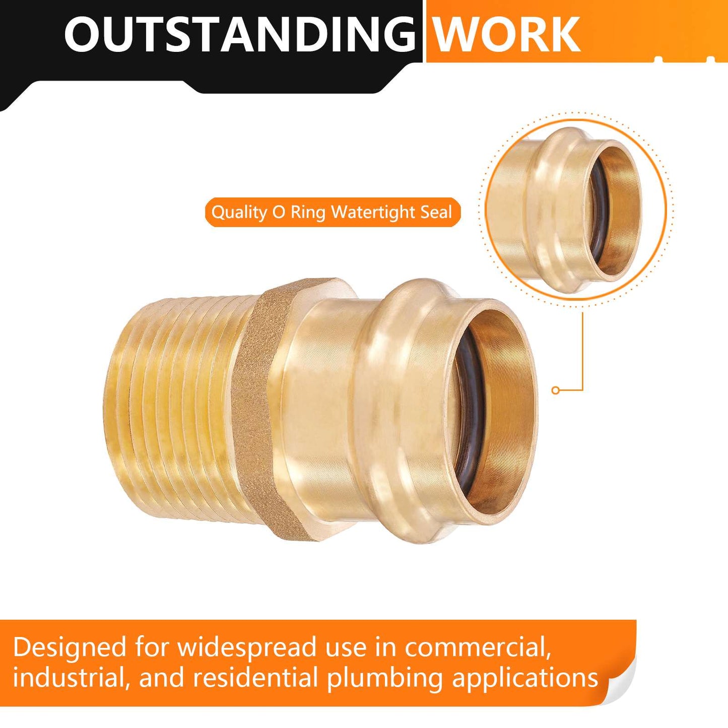 1" Press x 1" Male Brass Adapter (Lead Free)