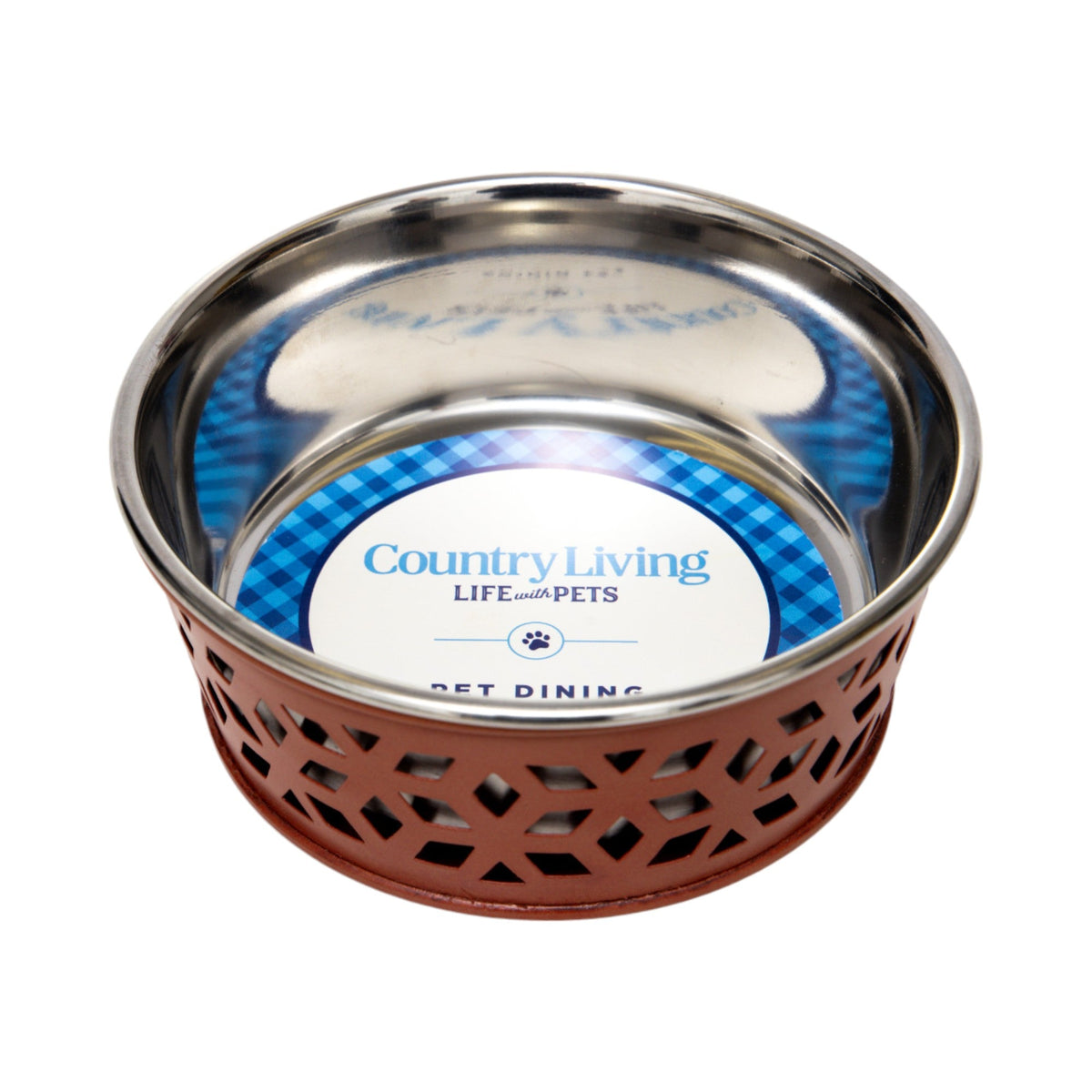 Country Living Set of 2 Stainless Steel Dog Bowls – Farmhouse Style, Ideal for Small to Medium Dogs