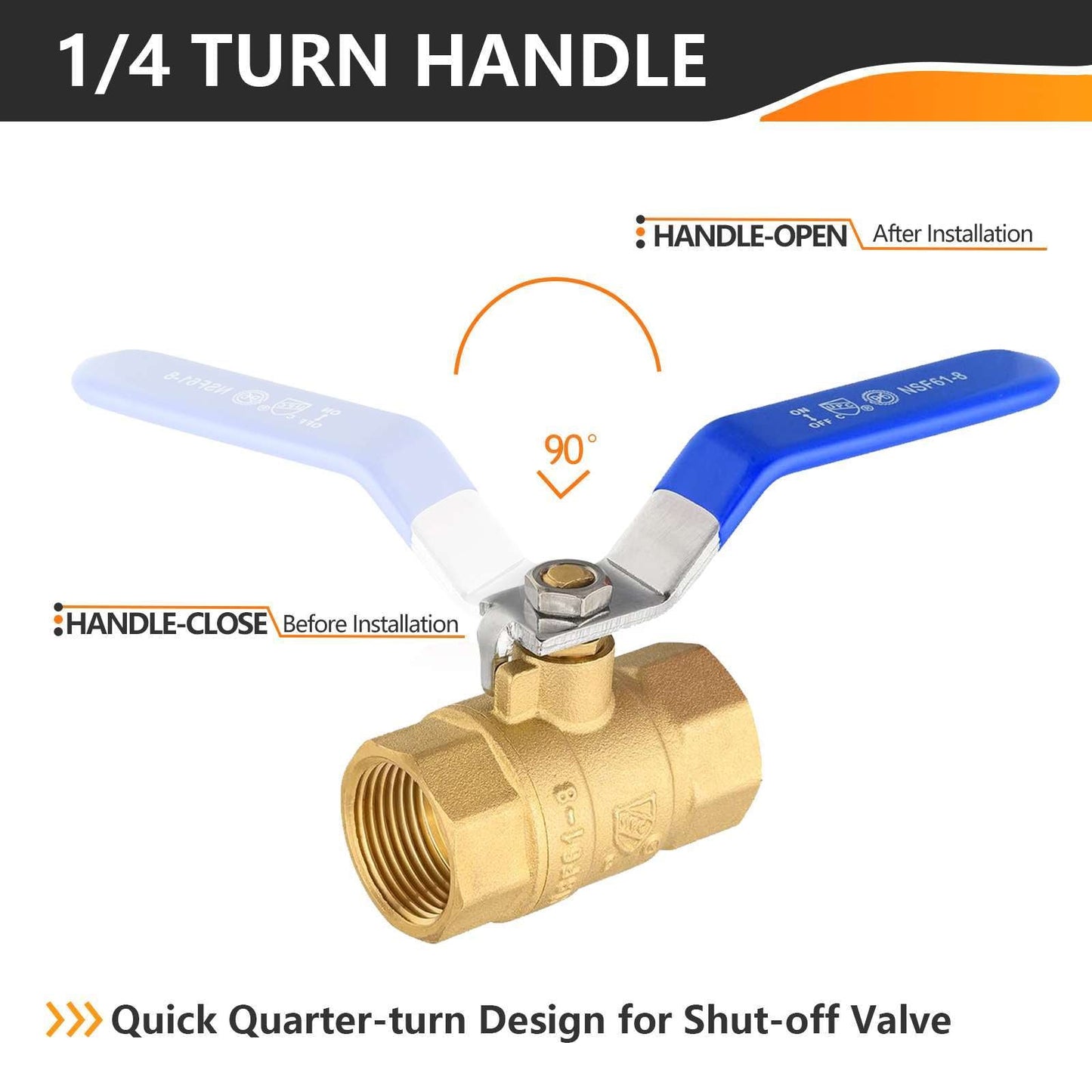 1/2" FNPT Ball Valve, Blue (Lead Free)