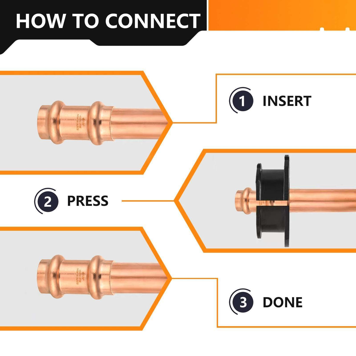 1/2" Press Copper x 3/4" PEX Crimp Adapter (Lead Free)