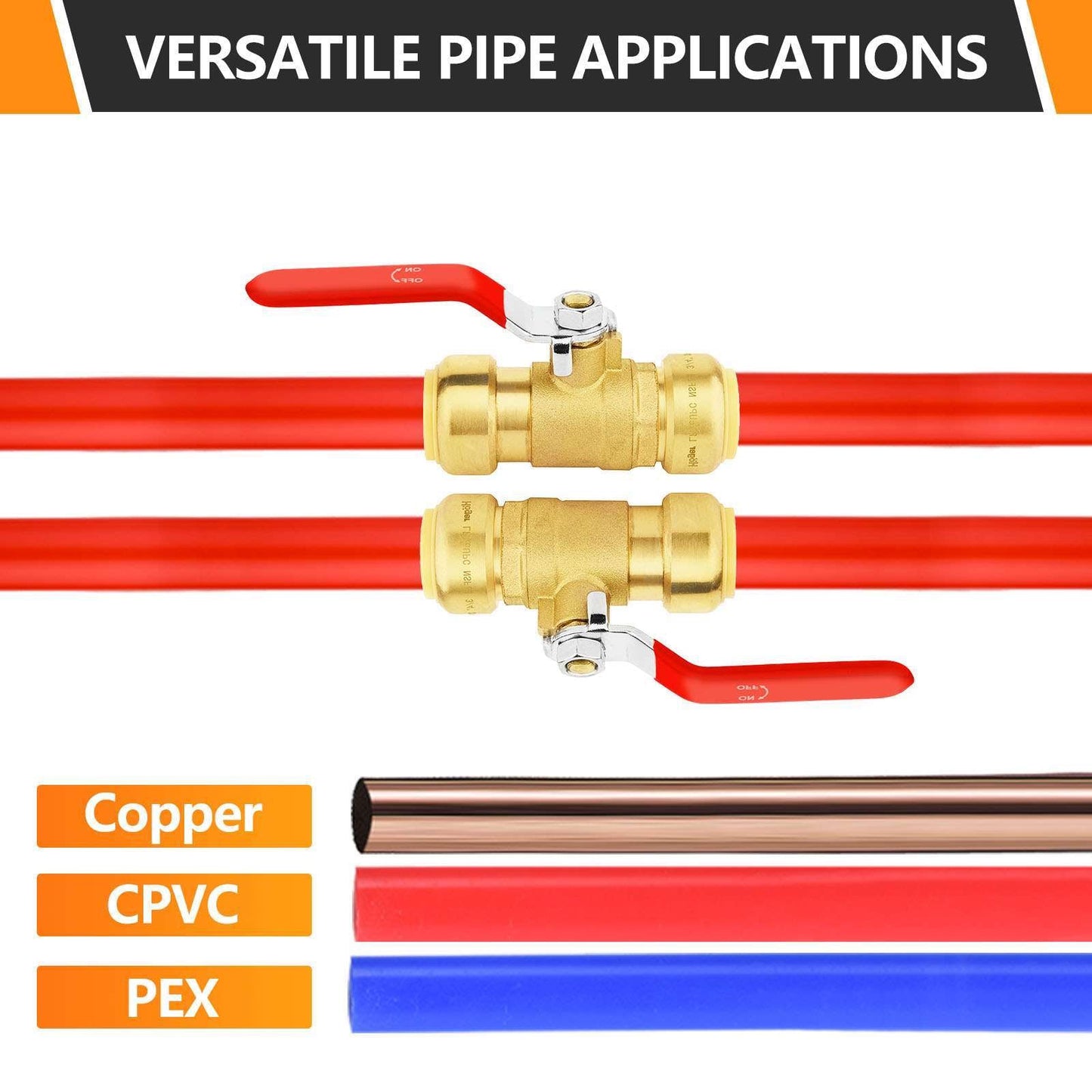 1" Push Fit Ball Valve, Red (Lead Free)