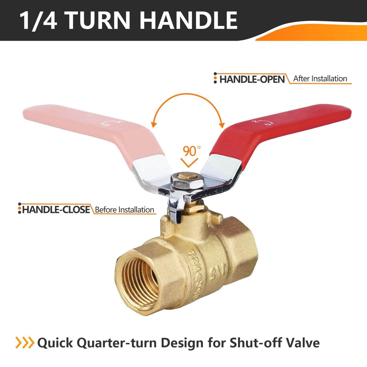 1/2" FNPT Ball Valve, Red (Lead Free)