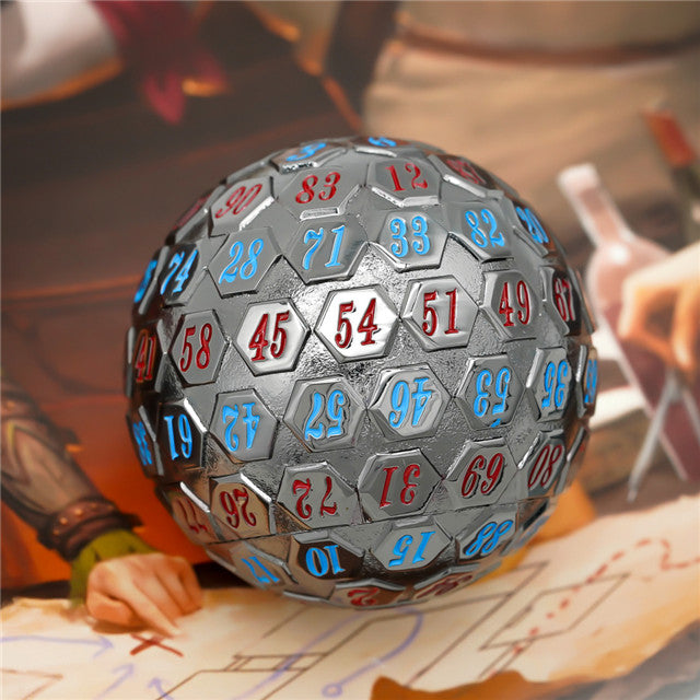 Black* Metal d100 w/ Red and Blue Numbers Dungeons and Dragons RPG
