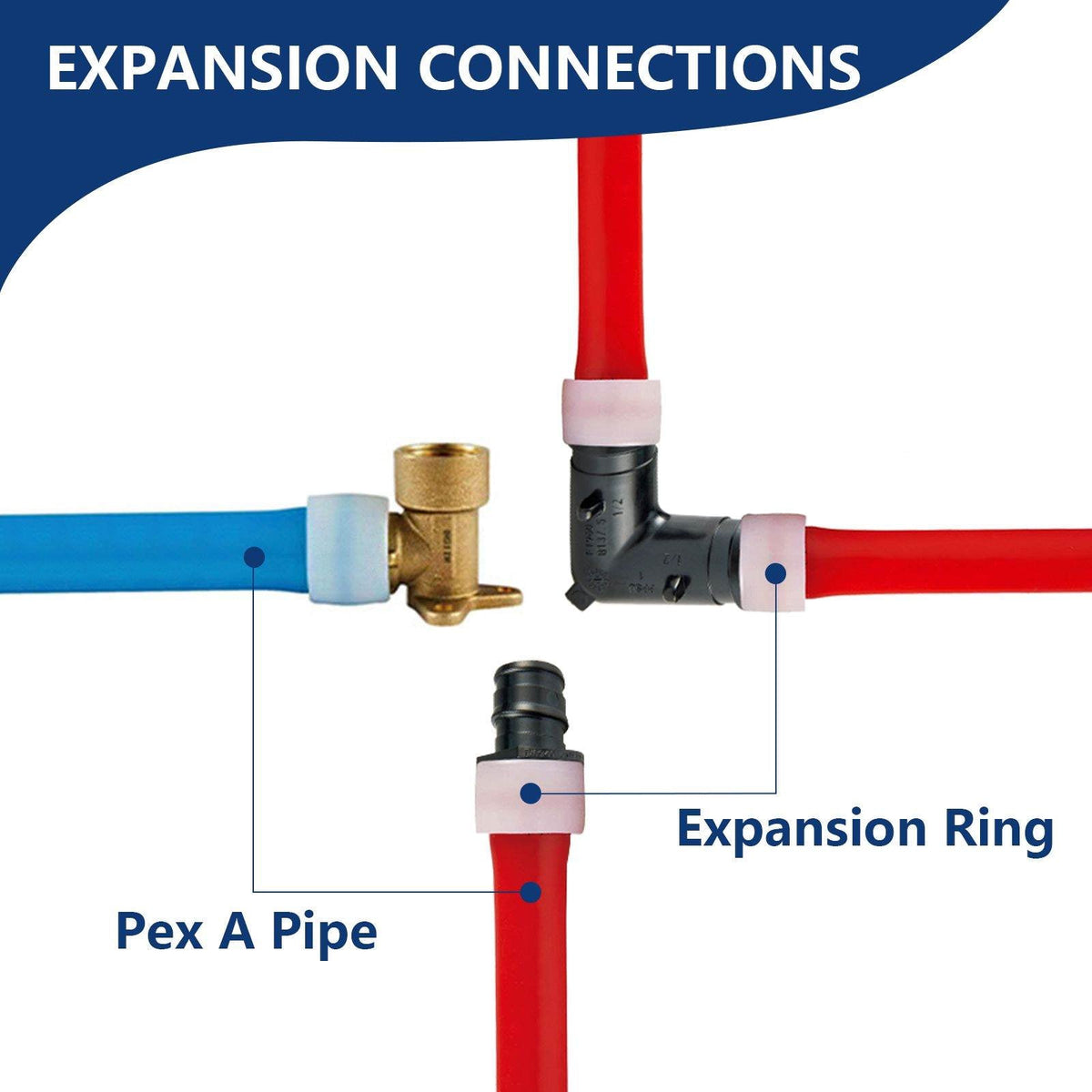 1/2" 2 x100ft, 200ft PEX-B Tubing (Blue & Red), 1/2" Barb Crimp Brass Fittings (30 PCS), Cinch Clamps (100 PCS)