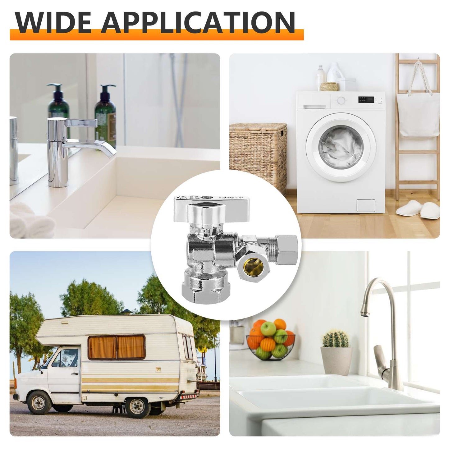 1/2" FIP x 3/8" OD Compr. x 3/8" OD Compr. Split Angle Stop Valve, 1/4 Turn (Lead Free)